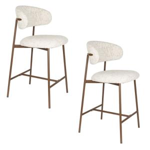 Lot de 2 chaises design en tissu blanc