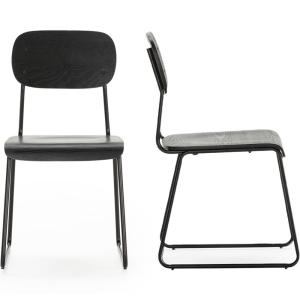 Lot de 2 chaises effet bois noir
