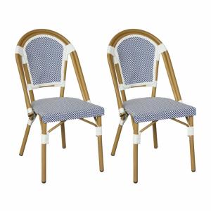 Lot de 2 Chaises empilable de jardin en aluminium bleu blan…