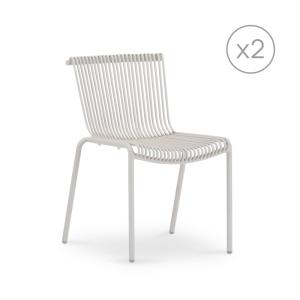 Lot de 2 chaises empilables aluminium beige