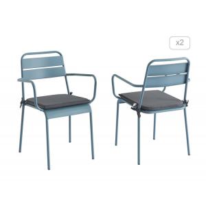 Lot de 2 chaises en acier bleu givré