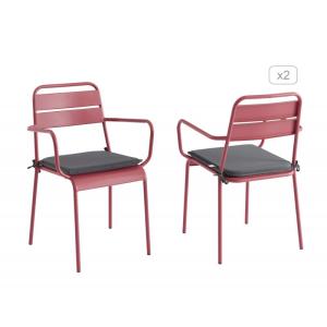 Lot de 2 chaises en acier rouge indien