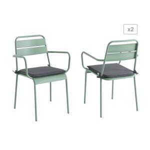 Lot de 2 chaises en acier vert menthe
