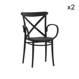 Lot de 2 chaises en polypropylène anthracite avec accoudoir…