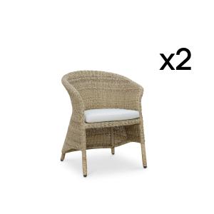 Lot de 2 chaises en rotin avec coussin