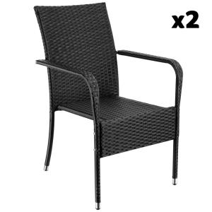 Lot de 2 chaises en rotin résistantes aux UVs capacité char…
