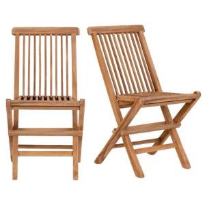 Lot de 2 chaises extérieur enfant pliables en teck