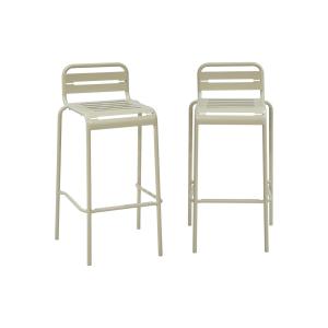 Lot de 2 chaises hautes de jardin, beige