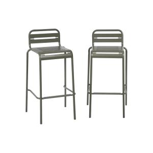 Lot de 2 chaises hautes de jardin, kaki