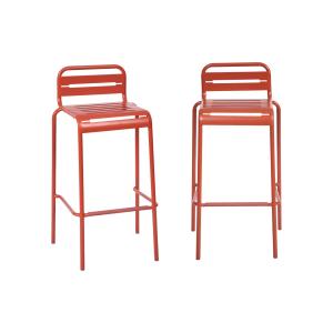 Lot de 2 chaises hautes de jardin, terracotta