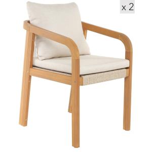 Lot de 2 Chaises intérieur extérieur en bois massif et tiss…