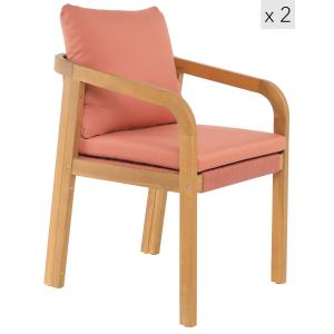 Lot de 2 Chaises intérieur extérieur en bois massif et tiss…