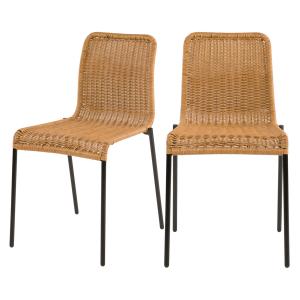 Lot de 2 chaises intérieur/extérieur en résine tressée natu…