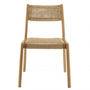 Lot de 2 chaises jardin teck rotin synthétique tressé beige…