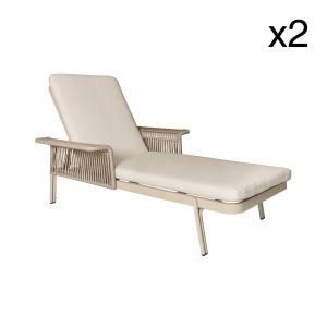 Lot de 2 chaises longues en aluminium beige