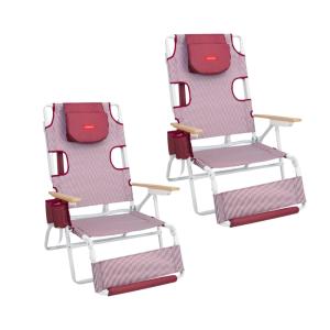 Lot de 2 Chaises Longues Pliables Bordeaux
