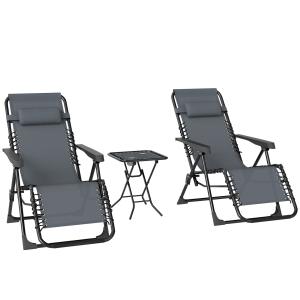 Lot de 2 chaises longues pliables inclinables avec table d'…