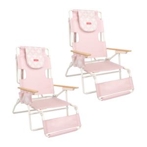 Lot de 2 Chaises Longues Pliables Rose