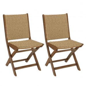 Lot de 2 chaises pliantes acacia huilé et rotin synthétique…