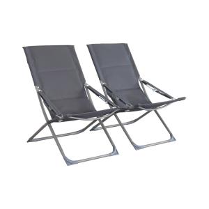 Lot de 2 chaises pliantes anthracite polyester