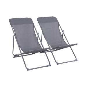 Lot de 2 chaises pliantes anthracite textilene