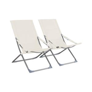 Lot de 2 chaises pliantes beige polyester