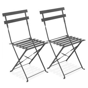 Lot de 2 chaises pliantes en acier grises