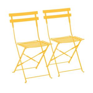 Lot de 2 chaises pliantes en acier jaune