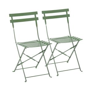 Lot de 2 chaises pliantes en acier vert cactus