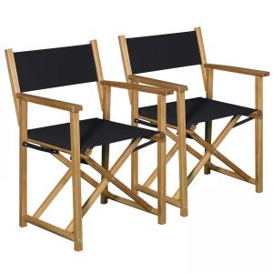 Lot de 2 chaises pliantes en bois d'eucalyptus et textilène…