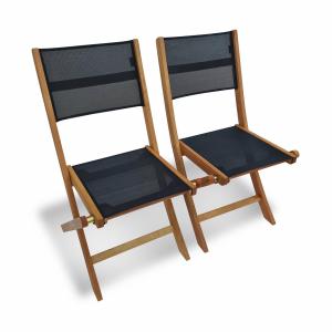 Lot de 2 chaises pliantes en bois d'Eucalyptus FSC huilé no…