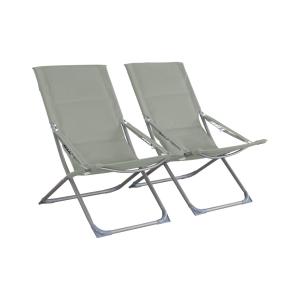 Lot de 2 chaises pliantes kaki polyester