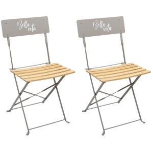 Lot  de 2 chaises pliantes taupe motif bella vita