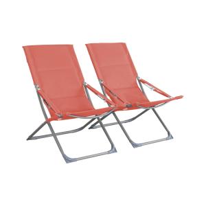 Lot de 2 chaises pliantes terracotta polyester