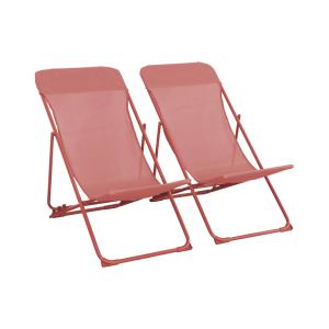 Lot de 2 chaises pliantes terracotta textilene