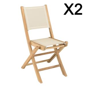Lot de 2 chaises pliantes textilène couleur beige