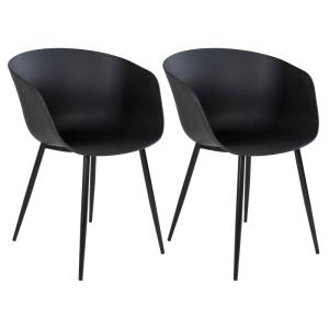 Lot de 2 chaises polypropylène noir et pieds acier