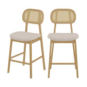 Lot de 2 chaises pour îlot central 64,5 cm en tissu beige