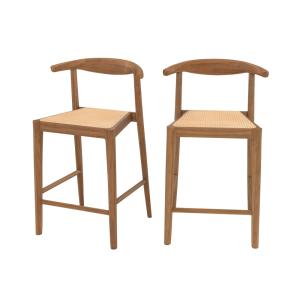 Lot de 2 chaises pour îlot central 64 cm en teck vernis et…