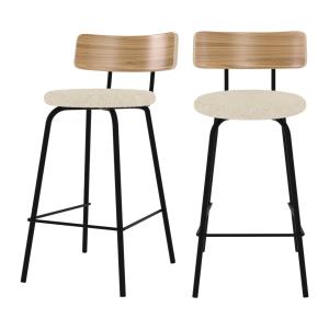 Lot de 2 chaises pour îlot central 64 cm en tissu bouclé bl…