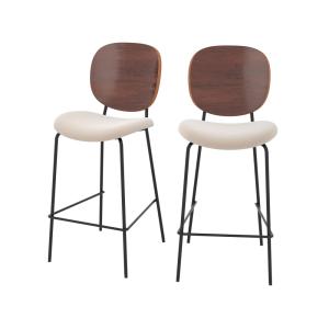 Lot de 2 chaises pour îlot central 65,5 cm en tissu beige
