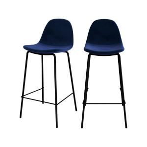 Lot de 2 chaises pour îlot central 65 cm en velours bleu fo…