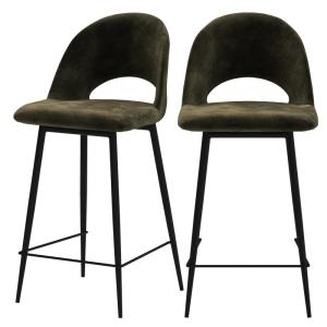 Lot de 2 chaises pour îlot central 65 cm en velours vert