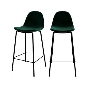 Lot de 2 chaises pour îlot central 65 cm en velours vert fo…