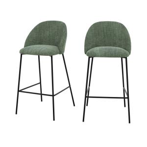 Lot de 2 chaises pour ilot central 66,5 cm en tissu vert sa…