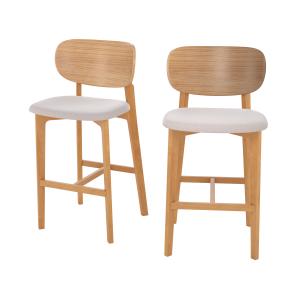 Lot de 2 chaises pour îlot central 66 cm en bois et tissu b…