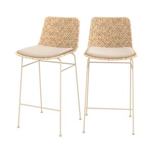 Lot de 2 chaises pour îlot central 66 cm en matière naturel…