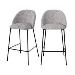 Lot de 2 chaises pour îlot central 66 cm en tissu chiné gri…