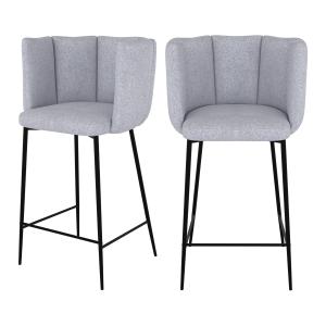 Lot de 2 chaises pour îlot central 67 cm en tissu gris clai…