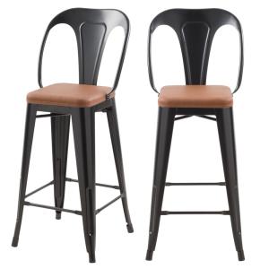 Lot de 2 chaises pour îlot central 68 cm noires et marron